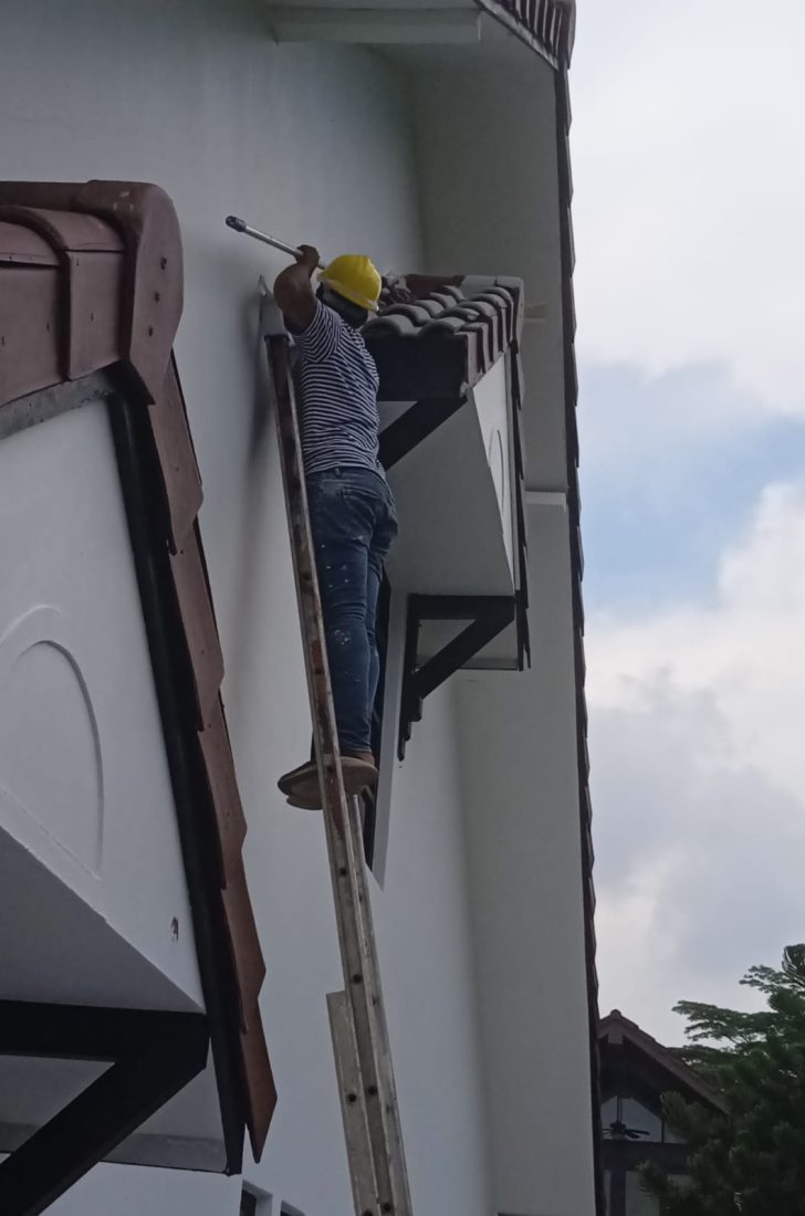 Our Exterior Painter Working on a Landed Property House in Singapore